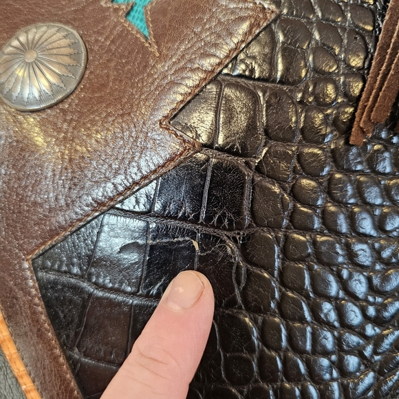 Vintage James Culver Tubac Croc Leather Southwestern Concho Purse - Picture 10 of 10